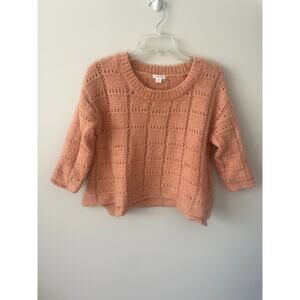 Xhilaration Crew Neck Eyelash Peach/Coral Color Cropped Sweater Sz S